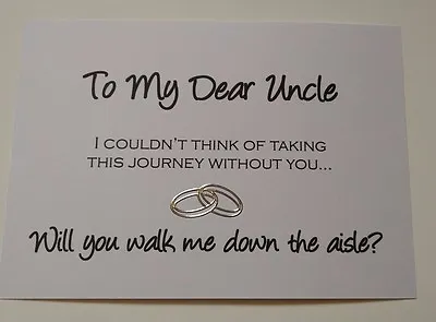W1 Will You Walk Me Down The Aisle Wedding Request Card White Cream Any Relative • £2
