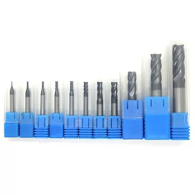 HRC45 4 Flute Solid Carbide End Mill Slot Drill TiAIN Coated - Sizes 1mm To 20mm • £14.99