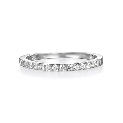  Ladies 925 Silver Sterling 14 Stone White Sapphire Eternity Engagement Ring • £15.29