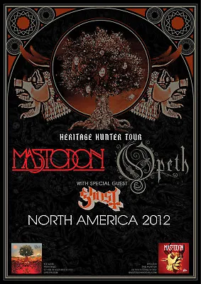 Mastodon / Opeth /ghost  Heritage Hunter Tour North America 2012  Concert Poster • $32.69