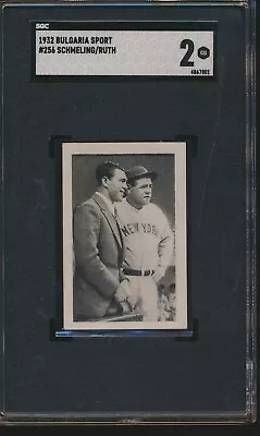 1932 Bulgaria Sport #256 Babe Ruth Max Schmeling Yankees HOF SGC 2 CENTERED RARE • $650