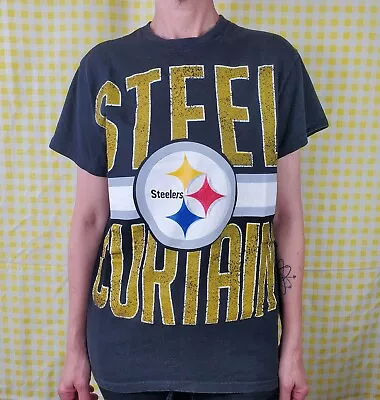 Pittsburgh Steelers NFL Team Apparel Steel Curtain Black T-Shirt Small EUC • $11.98