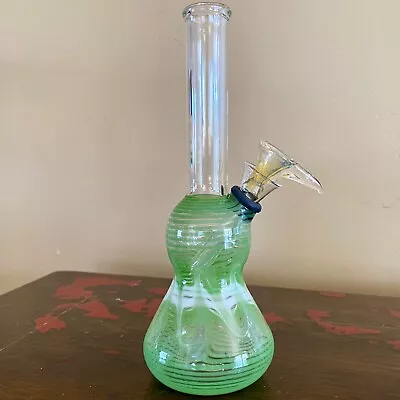 Glass Water Pipe - Green - 7.5” Tall X 3/4  Diameter With 9mm Pull Bowl • $17.95