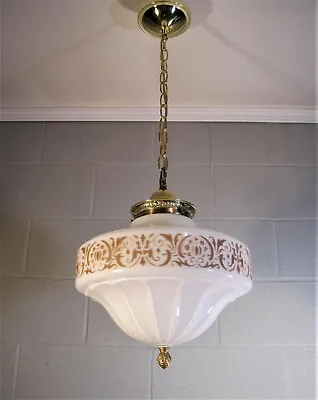 Schoolhouse Industrial Gill Antique Decorated Pendant Fixture 15 In. Diam. • $329.95