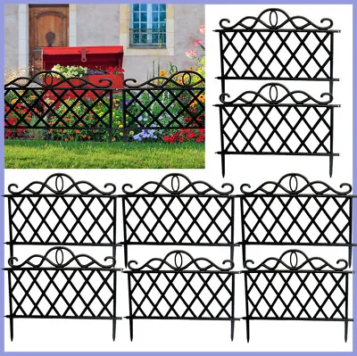 4/8/12X Flexible Garden Lawn Grass Edging Picket Border Panel Plastic Wall Fence • £10.94