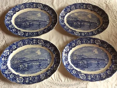 4 Oval Palissy Thames River Scene Plates • £30