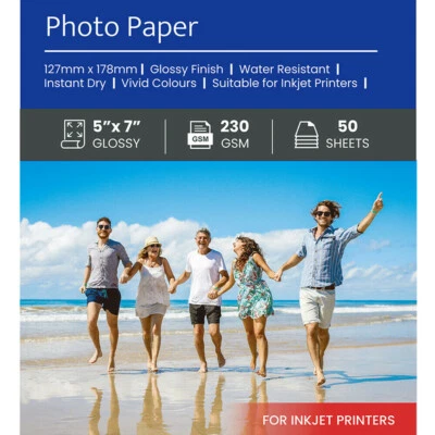 $11.90 • Buy 50-250 Sheets Glossy Photo Paper 5  X 7  230GSM Cast Coated For Inkjet Printer