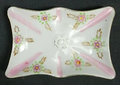 VINTAGE ~ Small Rectangle Odd Shaped Coin Dish W/Flowers Made In Occupied Japan • $11.54