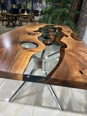 Live Edge Table Dining Table Resin Coffee Table Living Room Table Home Decor • $2639