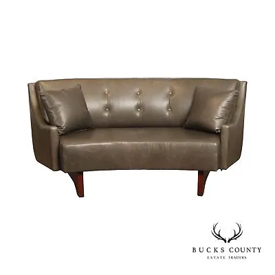 Stickley High Line Collection Curved Leather Settee Sofa • $2895