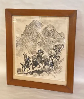 Vintage Print Of Etching  Up The Trail  By R.H. Palenske Cowboys Horses • $69