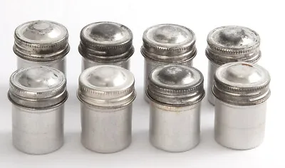 $12 • Buy 8 Kodak Vintage Empty Metal 35mm Film Cans Canisters - Silver With Silver Caps
