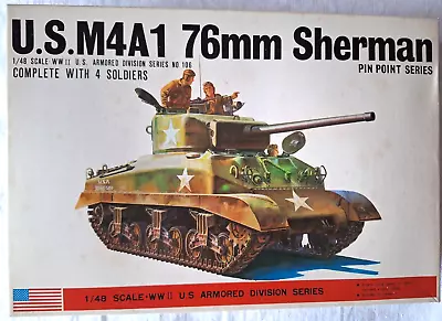 Bandai 1:48th Scale U.S Army M4A1 76mm Sherman Tank & 4 Crew. Pin Point Series. • £44.99