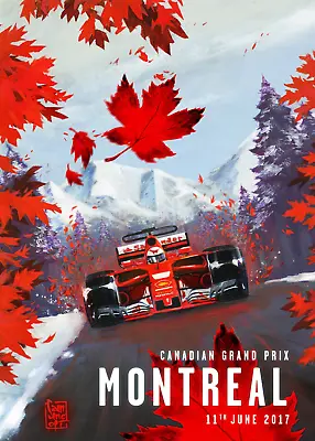 Ferrari F1 Montreal Canadian Grand Prix 2017 Vintage Racing 22inx17in Art Poster • $64.95