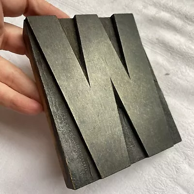 £11.99 • Buy Original Large Vintage Wooden Letterpress Printers Block Letter W Or M 13cm Tall