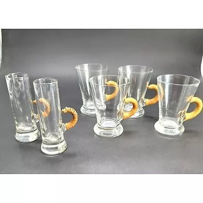 Carl Aubock Scandinavian Glasses Set Barware Mid Century Wrapped Cane Cr605 • $499