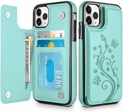 Leather Wallet Case Card Holder Flip Cover For IPhone 12 15 14 11 SE 7 8 Plus XR • £2.99