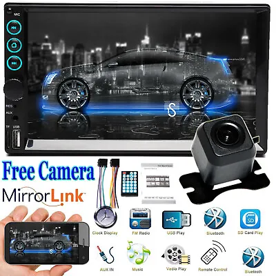 Mirror Link For GPS Double 2Din 7inch Car Stereo+Backup Camera Touch Radio Vedio • $63.08