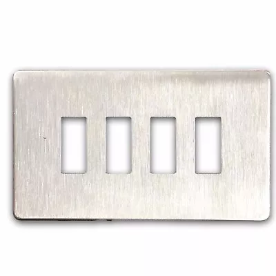 Crabtree 7714/SC Platinum Flatplate Grid Cover Plate - 4 Gang (Satin Chrome) • £12.50