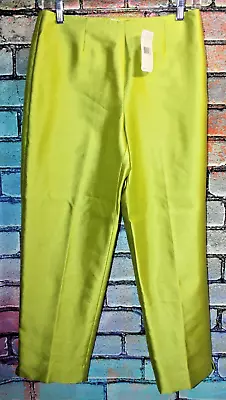 Sigrid Olsen Sz 6P Brite Lime Silk & Cotton Pants NWT $139 Catalina Cruise NWT • $29