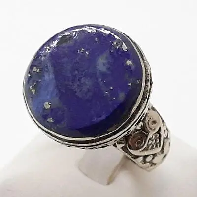 Vintage 18.06ctw Lapis Lazuli Silver Ring Size 7.5 • $22.46