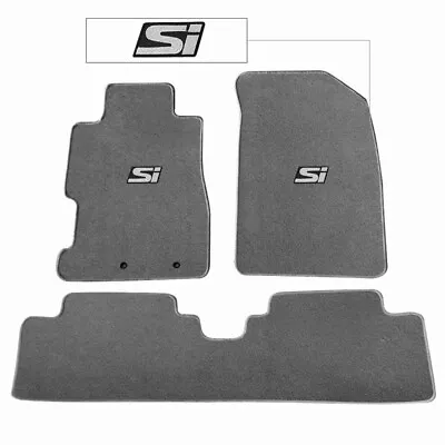 For 01-05 Honda Civic Gray Nylon Front Rear Floor Mats Carpet 3PCS W/ White Si • $57.99