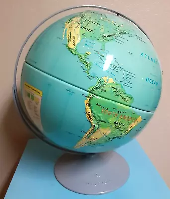 Vintage Large Nystrom Raised Relief Globe 16  - Tilt Axis Metal Stand 37-476 • $59.99
