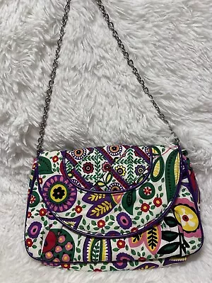 Vera Bradley Viva La Vera Purple Green Yellow Chain Shoulder Bag Purse • $12.99