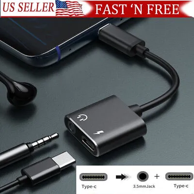 $6.21 • Buy Charger And Headphone 2 In 1 USB Type C To 3.5mm Aux Audio Cable Cord Adapter