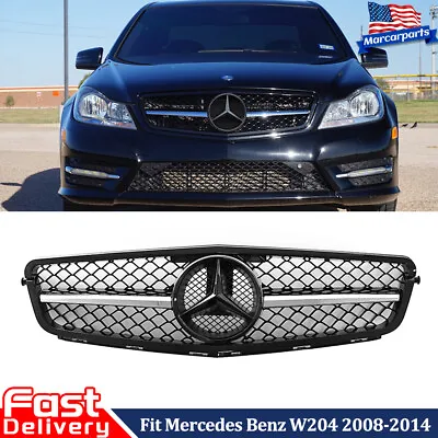 AMG Grille W/Emblem Grill For 2008-2014 Mercedes W204 C350 C300 C250 C200 C180 • $71.06