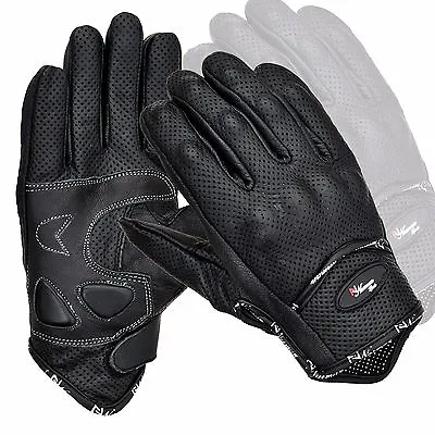 Vented Leather Motorbike Motorcycle Gloves Knuckle Shell Protection • £10.99