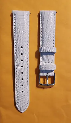 18mm White Genuine Leather Teju Lizard Interchangeable Michele Deco Watch Band • $11.35