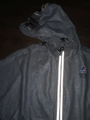 Kway X FairPlay Mens Packable Windbreaker Waterproof PONCHO Jacket Zip Hood Gray • $34.99