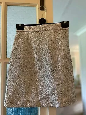 River Island Mini Skirt Metallic Silver Size 6 • £0.99