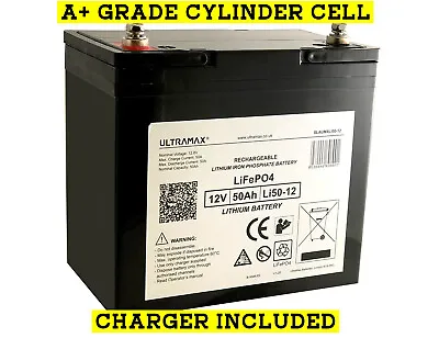 £236.80 • Buy ULTRAMAX LI50-12, 12V 50Ah LiFePO4 LITHIUM IRON PHOSPHATE BATTERY WITH CHARGER