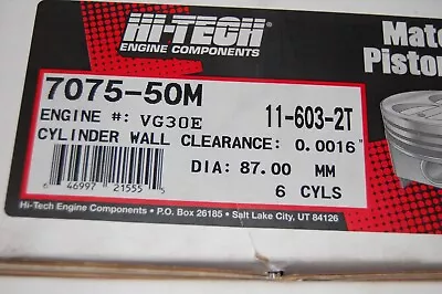 Hi-Tech Set Of 6 Pistons 7075-50M (.020) For VG30E Engine • $79