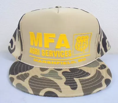 Vintage Camo MFA Agri Services Marshfield Mo. Snapback Baseball Cap Hat • $22