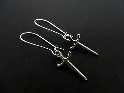 A Pair Of Tibetan Silver Sword/dagger Earrings On  Kidney Ear Wires. New. • $2.98