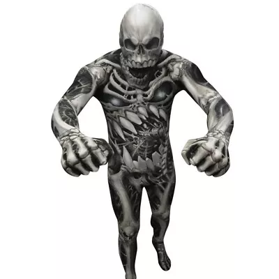 Unisex Skull And Bones Morph Suit Adult SIZE MEDIUM Halloween Costume • $34.88