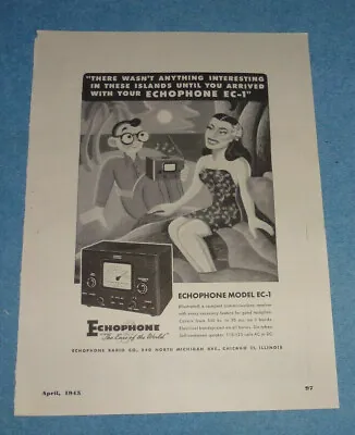 Antique 1945 Ad Echophone EC-1 Hogarth Arrived Islands • $13.11