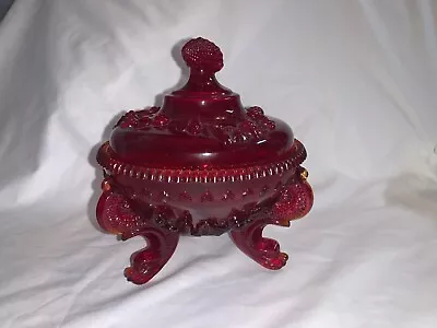 Vintage Westmoreland Argonaut Dolphin Koi Footed Candy Dish - RARE RED CADMIUM • $100