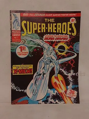 The Super-Heroes #1 1975 Marvel Comics UK Silver Surfer With Poster Attached • £39.99