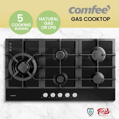 $322.95 • Buy Comfee Gas Cooktop 5 Burner Kitchen Gas Hob Cook Top Trivets Stove Black NG LPG