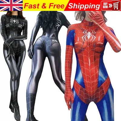 Spider Woman Jumpsuit Cosplay Costume Spiderman Tights Fancy Dress Party Outfits • £15.47