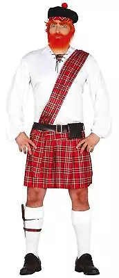 Mens Scotsman Scottish Tartan Kilt Shirt Hogmanay Fancy Dress Costume • £24.49