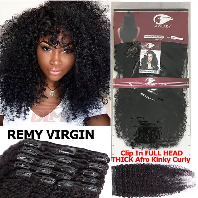 Full Head Thick Afro Kinky Curly Clip In Virgin Human Hair Extension Double Weft • $28.91