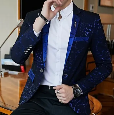 Korean Men's Blazer Jacket One Button Nightclub Party Dress Slim Fit Leisure New • $80.72