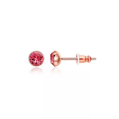 Signature Stud Earrings W 3 Sizes Crt Indian Pink Swarovski Crystal Rose Gold Pt • $25.94