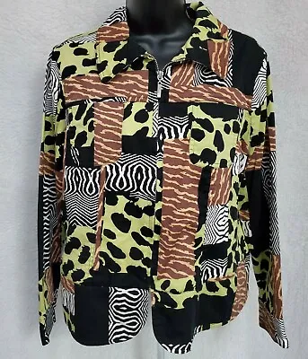 Erin London Jacket Coat Size M Womens Multicolor Animal Print Lightweight • $47.49