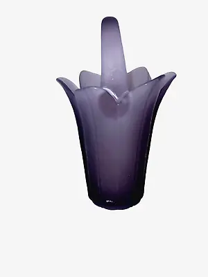 Mikasa Frosted Purple Glass Basket Flower Vase • $17.99